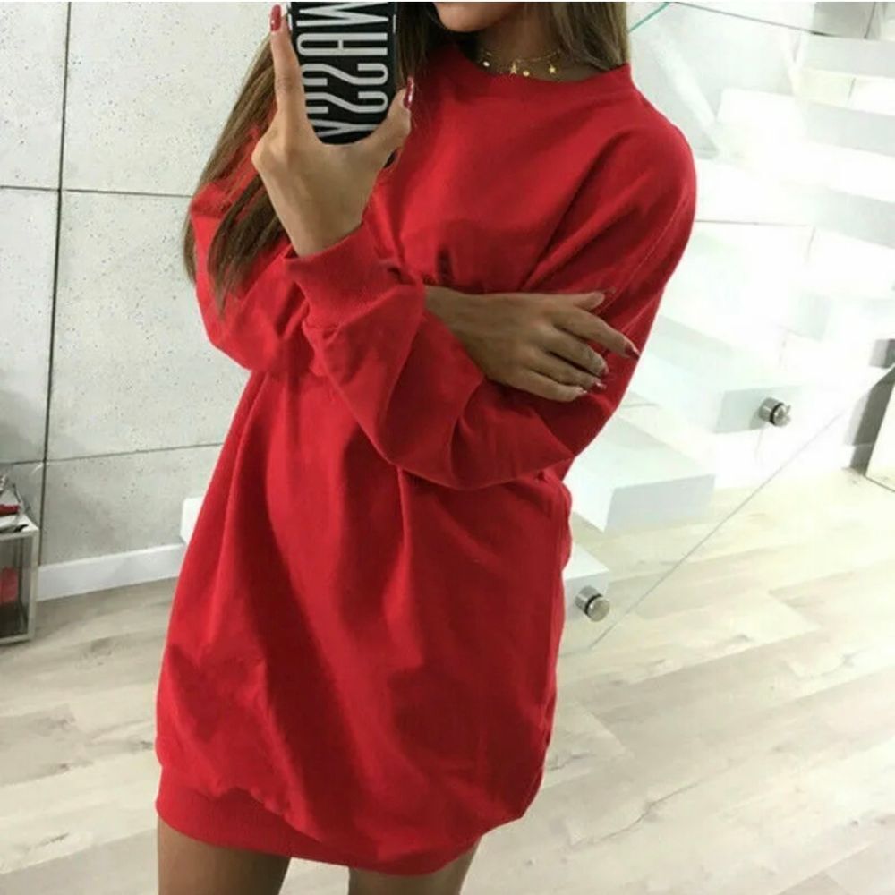 Women's Oversize Sweatshirt Mini Dress Sweater Casual Loose Top Baggy Shirt